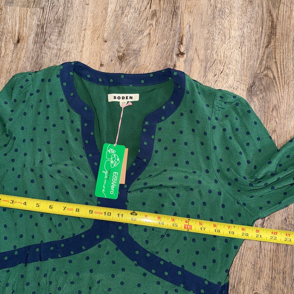 Boden Green Midi Dress with Navy Trim - Picture 8 of 16